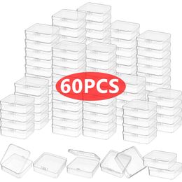 Jewelry Stand 60PCS Small Boxes Square Transparent Plastic Jewelry Storage Case Finishing Container Packaging Storage Box for Earrings Rings 230728
