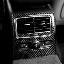 Car Interior Carbon Fibre Stickers Rear Air Condition Vent Trim Cover Decals Car Styling for Audi A6 C5 C6 2005-2011 Accessories3066