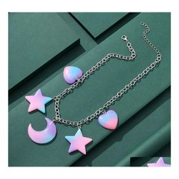 Chains Cartoon Creative Little Bear Star Moon Necklace Personalised Fashion Fruit Flower Ornament Drop Delivery Jewellery Necklaces Pen Otfsf