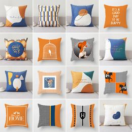 Cushion Decorative Pillow 45x45cm Orange Print Cushion Cover Living Room Car Bedroom Pillowcase Custom Square Polyester Cases Home Decor Gifts 230727