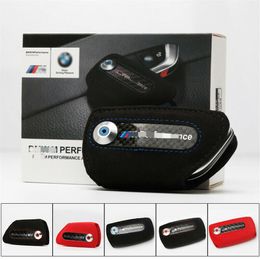 New M performance Carbon Fibre Car Leather Key Case Fob Holder Bag For BMW214f