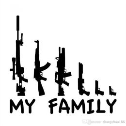 14 5 13 3CM MY FAMILY cartoon gun vinyl cr sticker black silver CA-0040201F