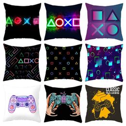 Cushion Decorative Pillow 45x45cm Video Game Party Cushion Cover Colorful Keyboard Case For Gamer Player Home E sports el Decor Throw Pillowcase 230727