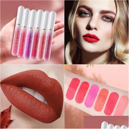 Other Health Beauty Items Kevin Coco 6 Pcs Per Box Lip Gloss Nude Matte Liquid Lipstick Red Mate Waterproof Long Lasting Moisturiz Dhjex