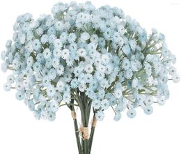 Decorative Flowers Artificial Bouquets 12PCS Fake Gypsophila Blue Real Touch Stems For Wedding Greenery Centrepieces DIY