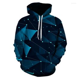 Men's Hoodies Blue Geometric Latest 3D Sweatshirt Young Loose Casual Sportswear Spring Autumn Coat Street Clothing