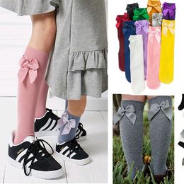 Kids Socks girl socks long sock over knee high bow baby winter girls toddler shoes 2 to 8 year kids cotton spring autumn 230728