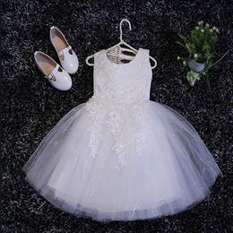 Glizt Baby Girl Clothes Weddings Pageant White First Holy Lace Embroidery Flower Communion Dress Sequin Children Bridesmaid Gown292B