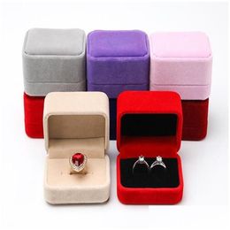 Jewelry Boxes Box Veet Double Ring Case Earring Display Storage Organizer Holder Gift Package For Engagement Drop Delivery Packaging Otl25