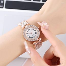 Wristwatches WOKAI High Quality Luxury Flash Diamond Roman Chain Women's Quartz Watch Fashion High-end Retro