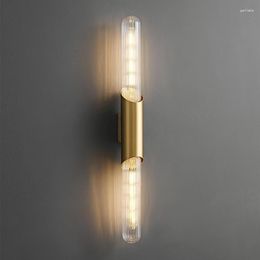 Wall Lamp Minimalist Sconce Gold Black Copper For Foyer Aisle Bedroom Lights Clear Glass Include E14 Bulb Drop