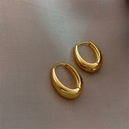 Stud Classic Copper Alloy Smooth Metal Hoop Earrings For Woman Fashion Korean Jewelry Temperament Girl's Daily Wear earrings 230727