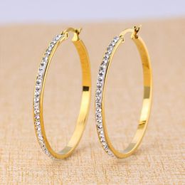 Hoop Earrings Style 2023 Fashion Stainless Steel Smooth Big Circle For Women Girl Party Jewelry