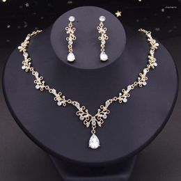 Necklace Earrings Set Rhinestone Crystal Pendants Sets For Women Fashion Jewelry Wedding Prom Costume Accessories