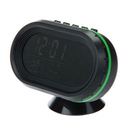 VST-7009V Multi-Functional Car Electronic Clock Thermometer Voltmeter with Night Lights Black Glass Screen - Green Black258N