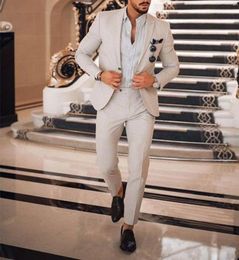 Men's Suits Beige Business Formal For Men Wedding Bridegroom Wear Male Blazer Fashion Custom Made 2 Piece Jacket Pants Costume Homme