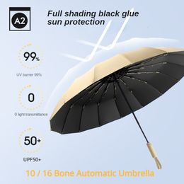 Umbrellas Reinforced Automatic Umbrella Windproof Strong 10/16 Bone Folding Rainproof UV Sunproof Wind and Water Resistant Umbrellas Men 230727