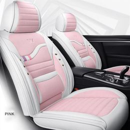 Universal Car Accessories Seat Covers For Sedan Fashion Design Full Set Leather Adjuatable Five Seats Cover Cushion Mat Pink For W238C