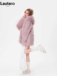 Women's Fur Faux Fur Lautaro Winter Long Loose Casual Cute Sweet Soft Thick Warm Pink Hairy Faux Fur Coat Women with Hood Furry Fluffy Jacket 2023 HKD230727