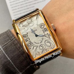New Crazy Hours Rose Gold Case 1200 CH Whtie Sun Pattern Dial Seagull Automatic Mens Watch Black Leather Strap Sport Watches Hello266N