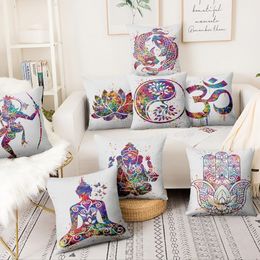 Cushion Decorative Pillow Zen Yoga Art Watercolor Painting Printed Pillowcase Home Decoration Almofadas Decorativas Para Sofa Throw 45 45 230727