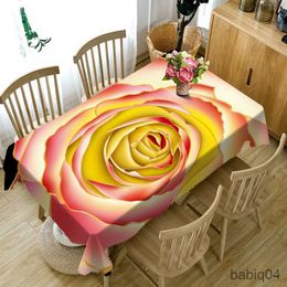 Table Cloth Fashion Tablecloth Christmas Sexy 3d Golden Rose Pattern Washable Thicken Rectangular Table Cloth for Wedding Decor R230726