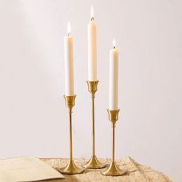 Candle Holders European Vintage Brass Holder Romantic Christmas Props Bottom