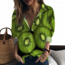 Women's Blouses 2023 Lady Shirt Kiwi 3D Printed Casual Style Ladies Fashion Trend High -quality