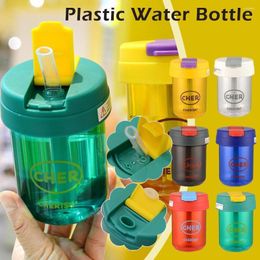 Water Bottles 300ml Colourful Small Milk Juice Cute Bottle Transparent Plastic With Straw Portable Fashion Drinking