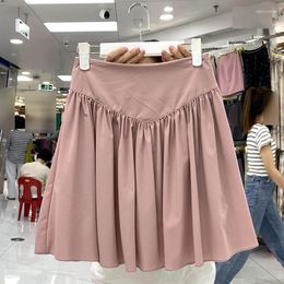 Skirts Korean Style Mini For Girls Women Patchwork Pleated Elastic Waist Skirt A-line Summer Ladies Short Drop