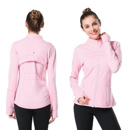 Autumn Winter jacket women Coat Outerwear Fitness Sports Zipper Long Sleeve Thumb Pocket polychrome Casual Sports Running Tight stand collar Jackets