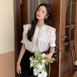 Women's Blouses 2023 Fashion Designer Shirt Spring And Summer Top Embroidered Long-sleeved Transportation Official Store Commuting White