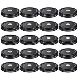 Kitchen Storage & Organisation 20 Pieces Metal Regular Mouth Mason Jar Lids With Straw Hole Compatible Black 2 8 Inch2712