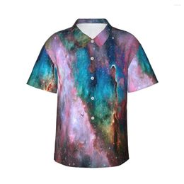 Men's Casual Shirts Shirt Night Sky With Stars And Nebula Short Sleeve Tops Lapel Summer