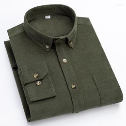Men's Casual Shirts Pure Cotton Corduroy Long-Sleeved Shirt Classic Retro Wear-Resistant Scratch-Resistant Social Men Overalls