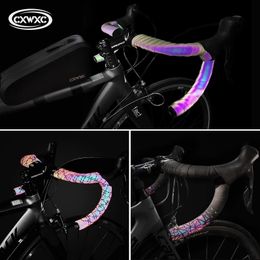 Bike Handlebars Components Road Bike Noctilucent Speed Handlebar Tapes Light Reflective Dazzle Cycling Bar Tape PU Leather Colourful Bicycle Fork Grip Tape 230728