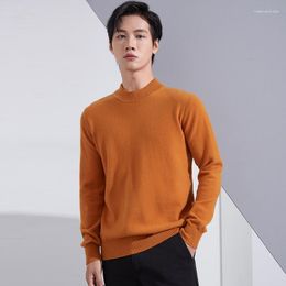 Men's Sweaters Half High CollarPure Wool Pullover Knitted Sweatshirts Long Sleeve High-End Jumpers Cold For Winter