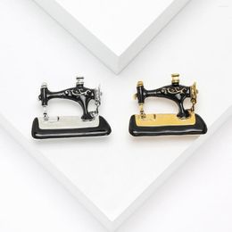Brooches Creative Women Girls Sewing Machine Black Enamel Vintage Jewellery Hijab Pin For Collar Suit Scarf Decoration Accesories