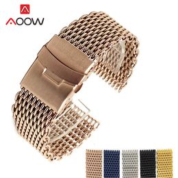 Watch Bands 18mm 20mm 22mm 24mm Milanese Strap Stainless Steel Mesh Solid Metal Folding Buckle Men Replacement Band Bracelet Watch Accessori 230728