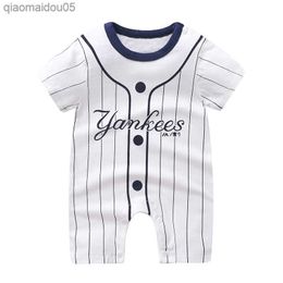 Baby Baseball Bodysuits 2021 Summer Baby Clothing Toddler Girl Jumpsuit Baby Boys Onesie 0-1 Years New Born Clothes L230712
