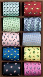 Neck Ties Multicolor Colorful Character Pattern Animal Mens Skinny Ties Neckties 100% Silk Slim Tie Brand Wholesale 230728