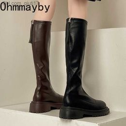 Boots High Heel Women's Boots Fashion Soft Leather Knee High Heels 2023 Women's Square High Heels Autumn and Winter Women's Boots Z230728