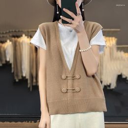 Men's Vests MVLYFLRT Cotton T-shirt Women's V-Neck Knit Pullover Sweetheart Spring/Summer Loose Top Korean Fashion Underlay Vest