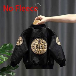 Jackets 4 5 6 8 9 10 11 12 Years Children Boys Girl Basball Fur Zipper Biker Leather Jacket Winter Warm Fleece Coat Outer Wear J230728