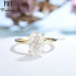 Wedding Rings Kuololit Crushed Ice 3CT Oval 18K 14K 10K 585 Yellow Gold Ring for Women Hide Halo Luxury Engagement 230727