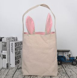 Gift Wrap Happy Easter Burlap Ears Bags Basket Jute Buckets Tote With Kids Home Decorations