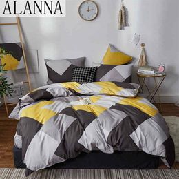 Alanna HD-ALL fashion bedding set Pure cotton A B double-sided pattern Simplicity Bed sheet quilt cover pillowcase 4-7pcs T200619310O