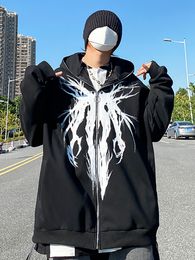 Men's Hoodies Sweatshirts Hoodies Anime Oversized Hoodie Men's Clothing Goth Hip Hop Print Harajuku Sweatshirt Zip up Top Women Kawaii Hooded Y2k Clothes 230727