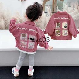 Jackets Girls Fashion Cartoon Denim Jacket Spring 2022 Children Korean Style Top Baby Girl Toddler Long Sleeved Jacket Kids Clothing J230728