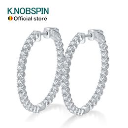 Hoop Huggie KNOBSPIN D VVS1 Earrings for Women Sparking Diamond with GRA Original s925 Sterling Silver Plated 18k Earring 230727